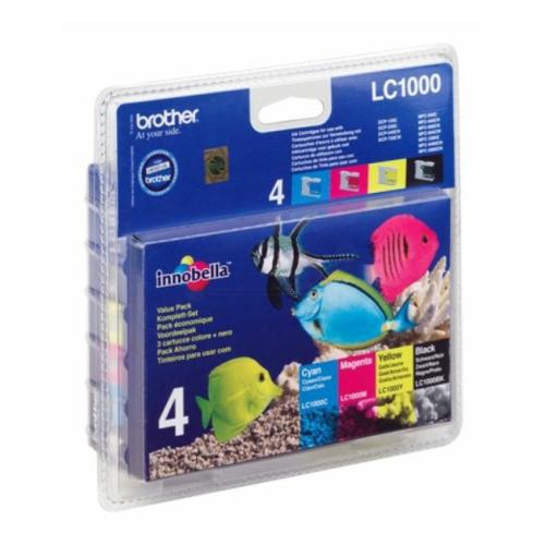 Brother Tintenpatrone LC1000VALBPDR, LC1000VAL schwarz / Cyan / magenta / gelb (Multipack)