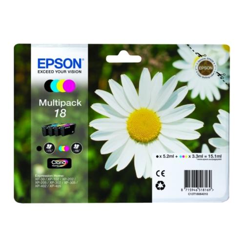 Epson Tintenpatrone C13T18064012, 18 schwarz / Cyan / magenta / gelb (Multipack)